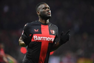 LEVERKUSEN, GERMANY - 17 Aralık 2023: Victor Boniface, FC Bayer 04 Leverkusen-Eintracht Frankfurt maçı Bayena 'da