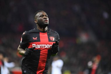 LEVERKUSEN, GERMANY - 17 Aralık 2023: Victor Boniface, FC Bayer 04 Leverkusen-Eintracht Frankfurt maçı Bayena 'da