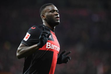 LEVERKUSEN, GERMANY - 17 Aralık 2023: Victor Boniface, FC Bayer 04 Leverkusen-Eintracht Frankfurt maçı Bayena 'da