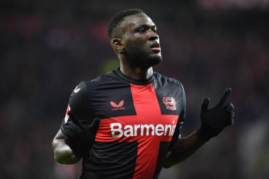 LEVERKUSEN, GERMANY - 17 Aralık 2023: Victor Boniface, FC Bayer 04 Leverkusen-Eintracht Frankfurt maçı Bayena 'da