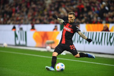 LEVERKUSEN, GERMANY - 17 ARALIK 2023: Alex Grimaldo, FC Bayer 04 Leverkusen-Eintracht Frankfurt maçı Bayena 'da