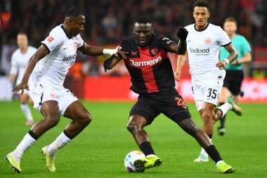 LEVERKUSEN, GERMANY - 17 Aralık 2023: Victor Boniface, FC Bayer 04 Leverkusen-Eintracht Frankfurt maçı Bayena 'da