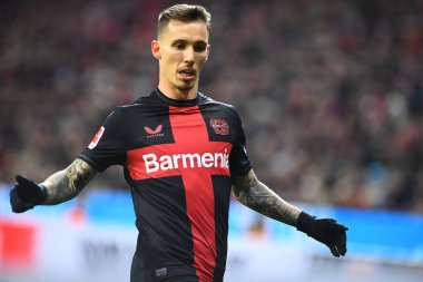 LEVERKUSEN, GERMANY - 17 ARALIK 2023: Alex Grimaldo, FC Bayer 04 Leverkusen-Eintracht Frankfurt maçı Bayena 'da