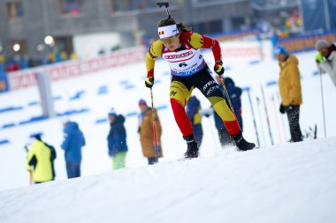 RUHPOLDING, ALMANY - 12 HAZİRAN, 2024: LIE Lotte BEL, Women sprint. Ruhpolding Biathlon Dünya Kupası 2024 Chiemgau Arena 'da