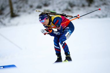 RUHPOLDING, ALMANY - 12 HAZİRAN, 2024: BraISAZ-BOUCHET Justine FRA, Women sprint. Ruhpolding Biathlon Dünya Kupası 2024 Chiemgau Arena 'da