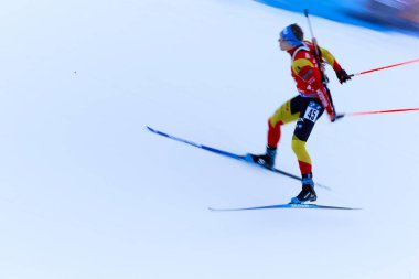 RUHPOLDING, ALMANY - 13 HAZİRAN, 2024: LANGER Thierry, Men sprint. Ruhpolding Biathlon Dünya Kupası 2024 Chiemgau Arena 'da