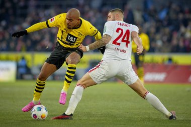 COLOGNE, GERMANY - 20 HAZİRAN, 2024: Donyell Malen, Julian Chabot, Bundesliga 1.FC Koeln-Borussia Dortmund maçı Rhein Energie Stadion 'da