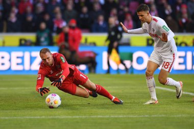 COLOGNE, GERMANY - 20 HAZİRAN, 2024: Marvin Schwaebe, Rasmus Carstensen, 1.FC Koeln-Borussia Dortmund maçı Rhein Enerji Stadyumu 'nda