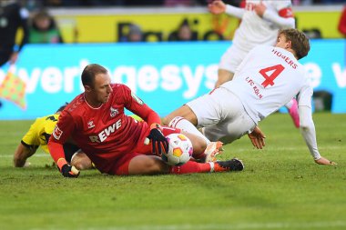 COLOGNE, GERMANY - 20 HAZİRAN, 2024: Marvin Schwaebe, Niclas Fuellkrug, Timo Huebers, Bundesliga 1.FC Koeln-Borussia Dortmund maçı Rhein Energie Stadion 'da