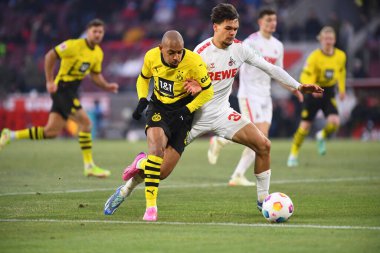 COLOGNE, GERMANY - 20 HAZİRAN, 2024: Donyell Malen, Max Finkgraefe, 1.FC Koeln-Borussia Dortmund maçı Rhein Enerji Stadyumu 'nda