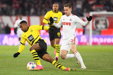 COLOGNE, GERMANY - 20 HAZİRAN, 2024: Youssoufa Moukoko, Jacob Steen Christensen, Bundesliga 1.FC Koeln-Borussia Dortmund maçı Rhein Energie Stadion 'da