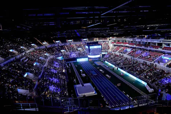 Dusseldorf Duitsland Februari 2024 Istaf Indoor Atletiekwedstrijd Psd Bank Dome — Stockfoto