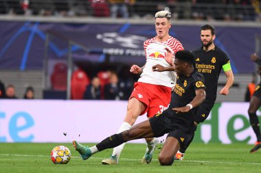 Leipzig, GERMANY - 13.02.24: Red Bull Arena 'da UEFA Şampiyonlar Ligi RB Leipzig' e karşı Real Madrid maçı