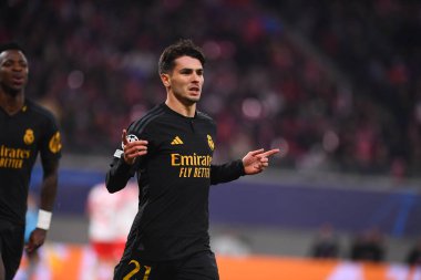 Leipzig, GERMANY - 13.02.24: Brahim Diaz, Red Bull Arena 'da UEFA Şampiyonlar Ligi RB Leipzig - Real Madrid maçı