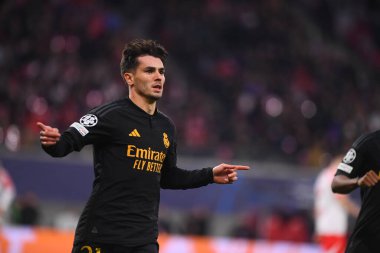 Leipzig, GERMANY - 13.02.24: Brahim Diaz, Red Bull Arena 'da UEFA Şampiyonlar Ligi RB Leipzig - Real Madrid maçı