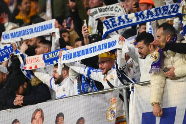 Leipzig, GERMANY - 13.02.24: Red Bull Arena 'da UEFA Şampiyonlar Ligi RB Leipzig' e karşı Real Madrid maçı