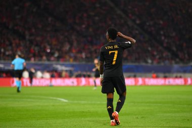 Leipzig, GERMANY - 13.02.24: Vinicius Junior, UEFA Şampiyonlar Ligi RB Leipzig - Red Bull Arena 'da Real Madrid maçı