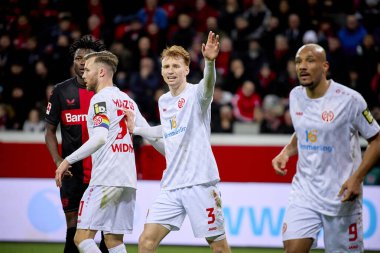 LEVERKUSEN, GERMANY - 23 Şubat 2024: Sepp van den Berg, The Bundesliga maçı Bayer 04 Leverkusen 1 'e karşı. Bayarena 'da FSV Mainz 05