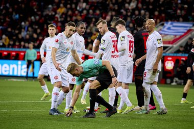 LEVERKUSEN, GERMANY - 23 Şubat 2024: Timo Gerach, The Bundesliga maçı FC Bayer 04 Leverkusen - 1. Bayarena 'da FSV Mainz 05