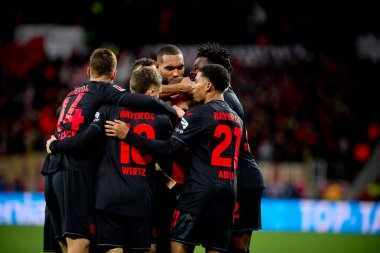 LEVERKUSEN, ALMANY - 23 Şubat 2024: Bundesliga maçı FC Bayer 04 Leverkusen 1 'e karşı. Bayarena 'da FSV Mainz 05