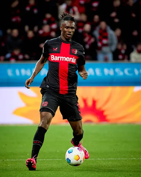 Stock image LEVERKUSEN, GERMANY - 23 FEBRUARY, 2024: Odilon Kossounou, The Bundesliga match FC Bayer 04 Leverkusen vs 1. FSV Mainz 05 at BayArena