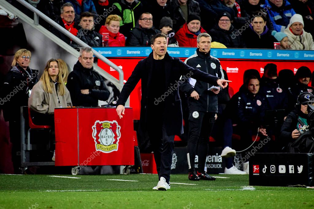 LEVERKUSEN, GERMANY - 23 FEBRUARY, 2024: Xabi Alonso, The Bundesliga match FC Bayer 04 Leverkusen vs 1. FSV Mainz 05 at BayArena