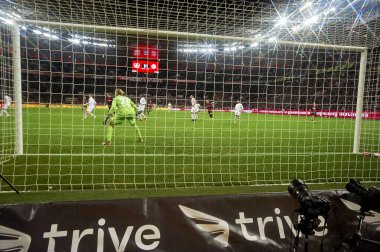 LEVERKUSEN, ALMANY - 23 Şubat 2024: Robin Zentner, The Bundesliga maçı FC Bayer 04 Leverkusen 1 'e karşı. Bayarena 'da FSV Mainz 05