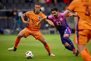 FRANKFURT, GERMANY - 26 Mart 2024: Dost futbol maçı Almanya - Hollanda Deutsche Bank Park 'ta