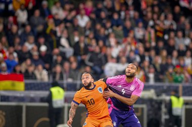 FRANKFURT, GERMANY - 26 Mart 2024: Memphis Depay, Jonathan Tah, Almanya - Hollanda Deutsche Bank Park 'ta
