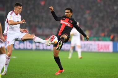 LEVERKUSEN, ALMANY - 3 NİSAN, 2024: Amine Adli, Almanya Kupası. DFB Pokal maçı FC Bayer 04 Leverkusen, Bayarena 'da Fortuna Duesseldorf' a karşı