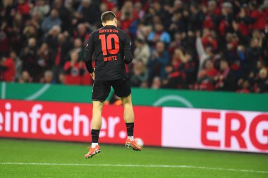 LEVERKUSEN, ALMANY - 3 NİSAN, 2024 Florian Wirtz, Almanya Kupası. DFB Pokal maçı FC Bayer 04 Leverkusen, Bayarena 'da Fortuna Duesseldorf' a karşı
