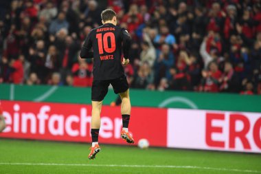 LEVERKUSEN, ALMANY - 3 NİSAN, 2024 Florian Wirtz, Almanya Kupası. DFB Pokal maçı FC Bayer 04 Leverkusen, Bayarena 'da Fortuna Duesseldorf' a karşı
