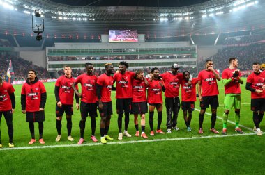 LEVERKUSEN, Almanya - 3 NİSAN, 2024: Almanya Kupası. DFB Pokal maçı FC Bayer 04 Leverkusen, Bayarena 'da Fortuna Duesseldorf' a karşı