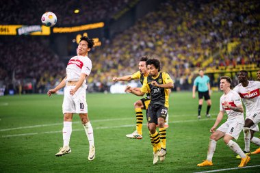 DORTMUND, GERMANY - 6 APRIL, 2024: Jeong Woo-yeong, Karim Adeyemi, Mats Hummels, Bundesliga Borussia Dortmundh-Stuttgart maçı Signal Iduna Park 'ta