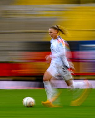 AACHEN, GERMANY - 9 APRIL, 2024: Sarai Linder, The football match of Germany vs Island at New Tivoli clipart