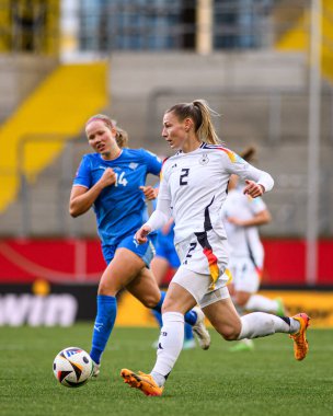 AACHEN, GERMANY - 9 APRIL, 2024: Sarai Linder, The football match of Germany vs Island at New Tivoli clipart