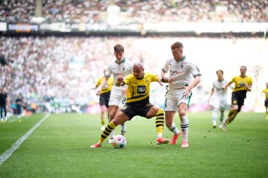 MOENCHENGLADBACH, GERMANY - 13 Nisan 2024: Bundesliga Borussia Moenchengladbach Borussia Dortmund 'a karşı Borussia Park' ta oynanan futbol maçı