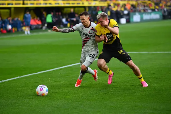 DORTMUND, GERMANY - 21 Nisan 2024: Signal Iduna Park 'ta Borussia Dortmund-Bayer 04 Leverkusen futbol karşılaşması