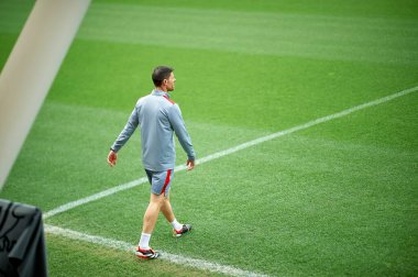 LEVERKUSEN, GERMANY - 8 Mayıs 2024: Xabi Alonso, Bayarena 'da UEFA Avrupa Ligi antrenmanı FC Bayer 04 Leverkusen