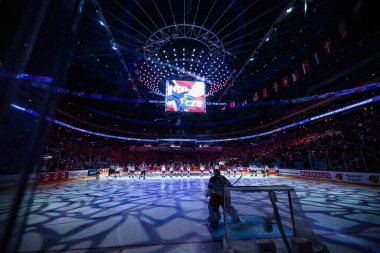 PRAG, CZECH REPUBLIC - 11 Mayıs 2024: IIHF 2024 Dünya Buz Hokeyi Şampiyonası Norveç 'e karşı O2 Arena' da