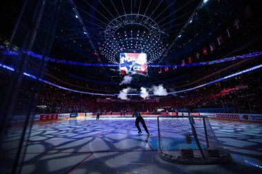 PRAG, CZECH REPUBLIC - 11 Mayıs 2024: IIHF 2024 Dünya Buz Hokeyi Şampiyonası Norveç 'e karşı O2 Arena' da