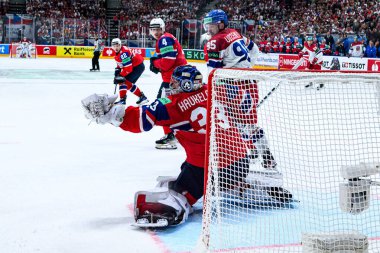 PRAG, CZECH REPUBLIC - 11 Mayıs 2024: IIHF 2024 Dünya Buz Hokeyi Şampiyonası Norveç 'e karşı O2 Arena' da