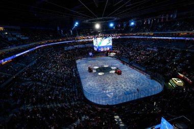 PRAG, CZECH REPUBLIC - 11 Mayıs 2024: IIHF 2024 Dünya Buz Hokeyi Şampiyonası Norveç 'e karşı O2 Arena' da