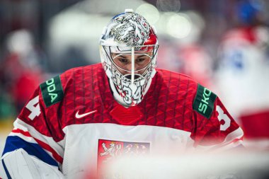 PRAG, CZECH REPUBLIC - 11 Mayıs 2024: IIHF 2024 Dünya Buz Hokeyi Şampiyonası Norveç 'e karşı O2 Arena' da