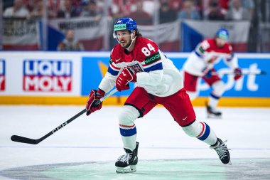 PRAG, CZECH REPUBLIC - 11 Mayıs 2024: IIHF 2024 Dünya Buz Hokeyi Şampiyonası Norveç 'e karşı O2 Arena' da