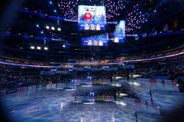 PRAG, CZECH REPUBLIC - 11 Mayıs 2024: IIHF 2024 Dünya Buz Hokeyi Şampiyonası Kanada ile O2 Arena 'daki Büyük Britanya maçı
