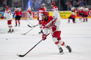 PRAG, CZECH REPUBLIC - 11 Mayıs 2024: IIHF 2024 Dünya Buz Hokeyi Şampiyonası Danimarka - Avusturya - O2 Arena
