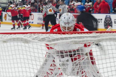 PRAG, CZECH REPUBLIC - 11 Mayıs 2024: IIHF 2024 Dünya Buz Hokeyi Şampiyonası Danimarka - Avusturya - O2 Arena