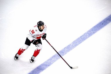 PRAG, CZECH REPUBLIC - 12 Mayıs 2024: IIHF 2024 Dünya Buz Hokeyi Şampiyonası Danimarka - Kanada - O2 Arena