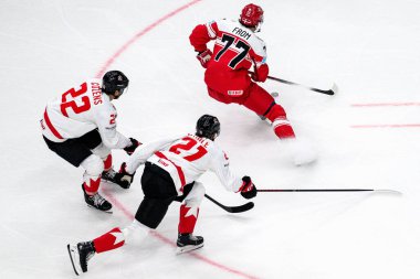 PRAG, CZECH REPUBLIC - 12 Mayıs 2024: IIHF 2024 Dünya Buz Hokeyi Şampiyonası Danimarka - Kanada - O2 Arena